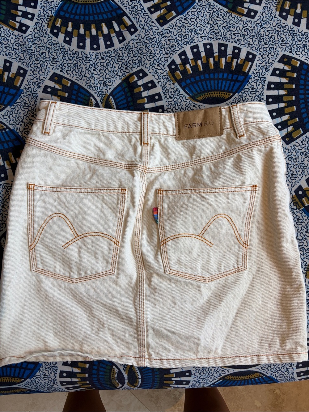 FARM Rio Cream Button-Front Mini Skirt with Contrast Stitching - Picture 6 of 11